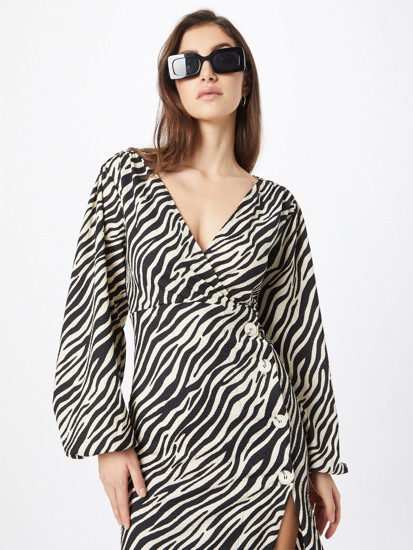 RIVER ISLAND Midi Jurken Jurk Dames Zwart / Wit
