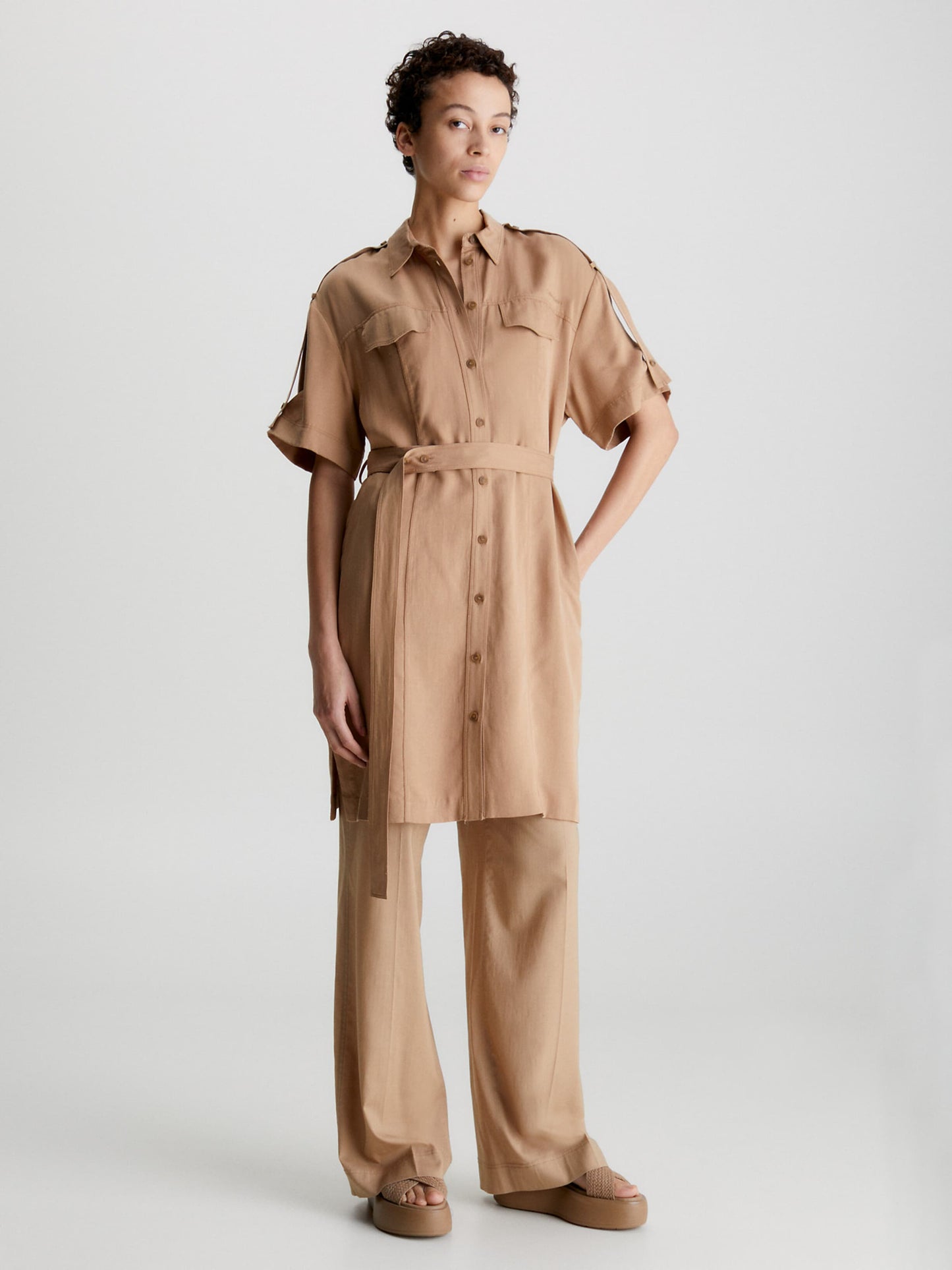 Calvin Klein Blousejurken Blousejurk Dames Lichtbeige