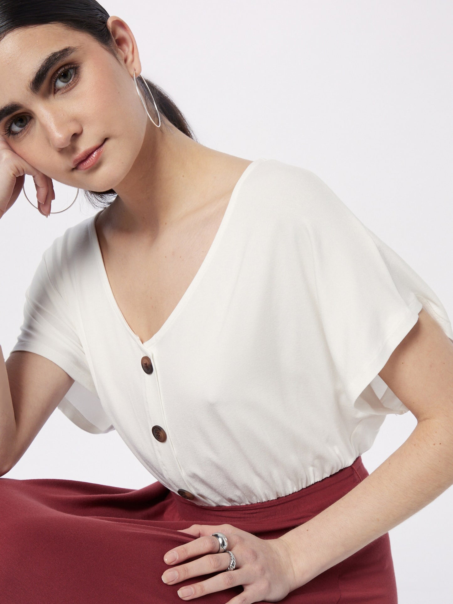 About You Mini Jurken Jurk Helga Dames Roestrood / Wit