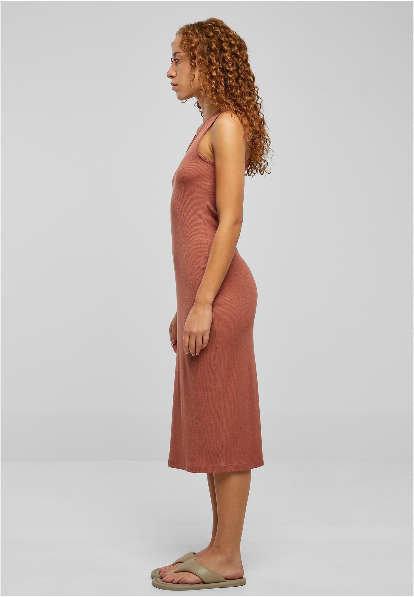 URBAN CLASSICS Midi Jurken Jurk Dames Roestrood