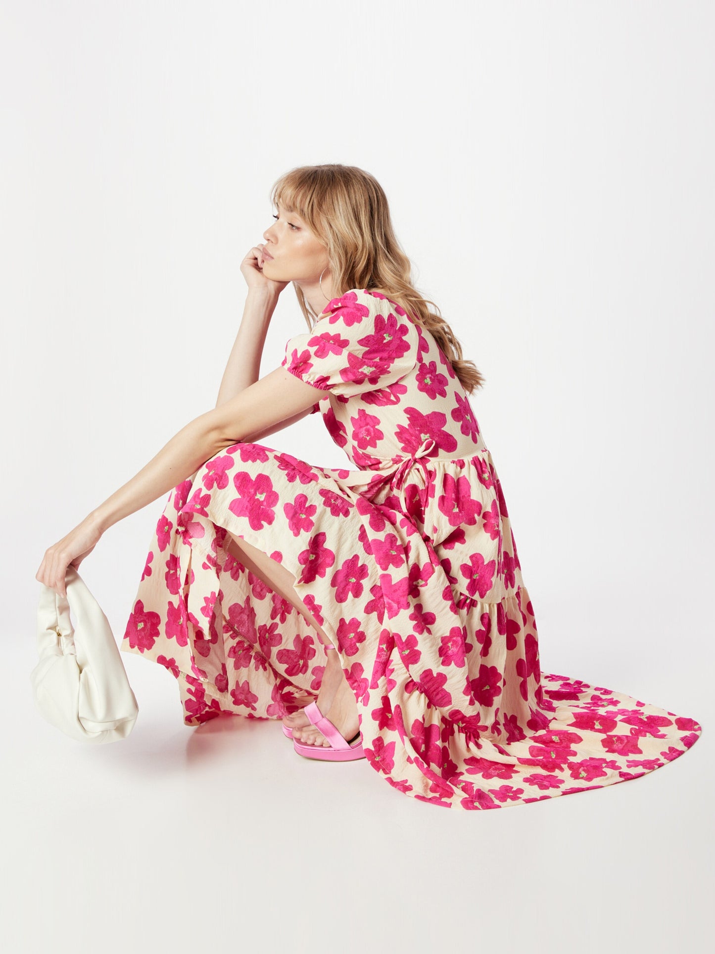 Monki Midi Jurken Jurk Dames Fuchsia