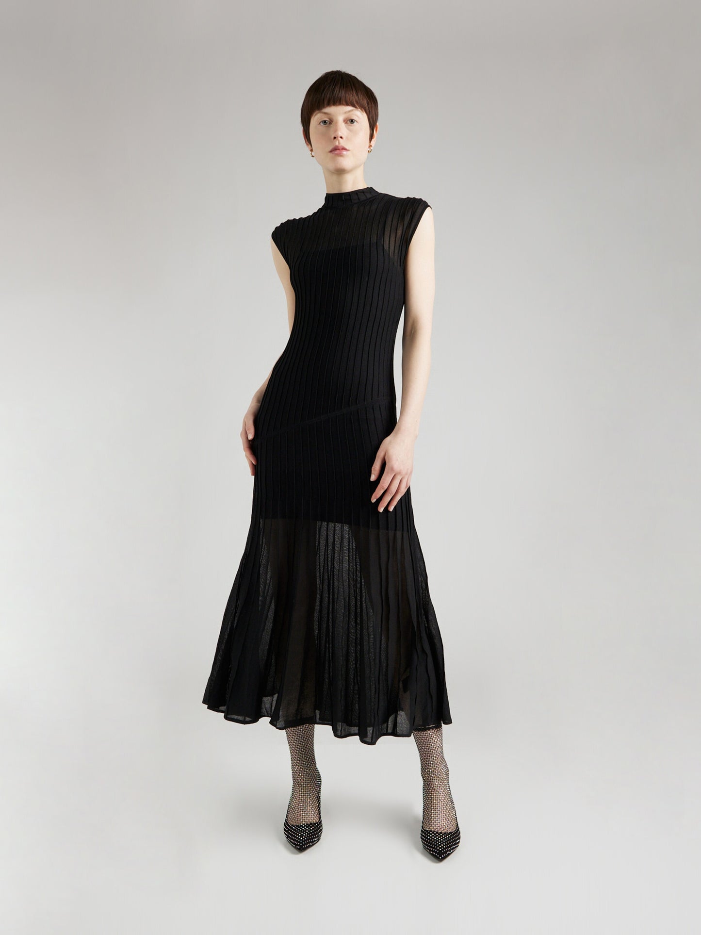 Calvin Klein Maxi Jurken Jurk SHEER Dames Zwart