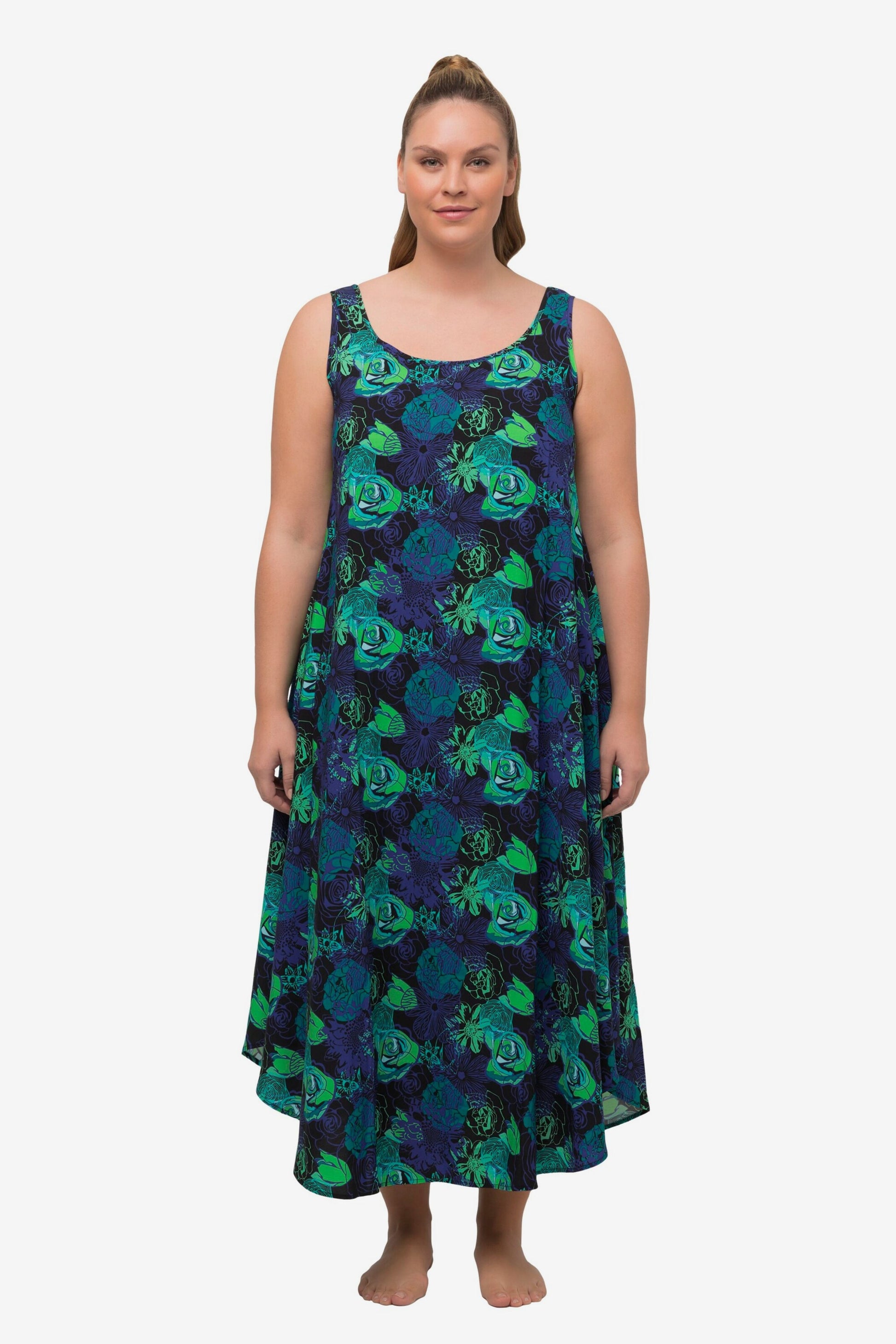 Ulla Popken Strandjurkjes Strandjurk Dames Blauw / Groen / Zwart
