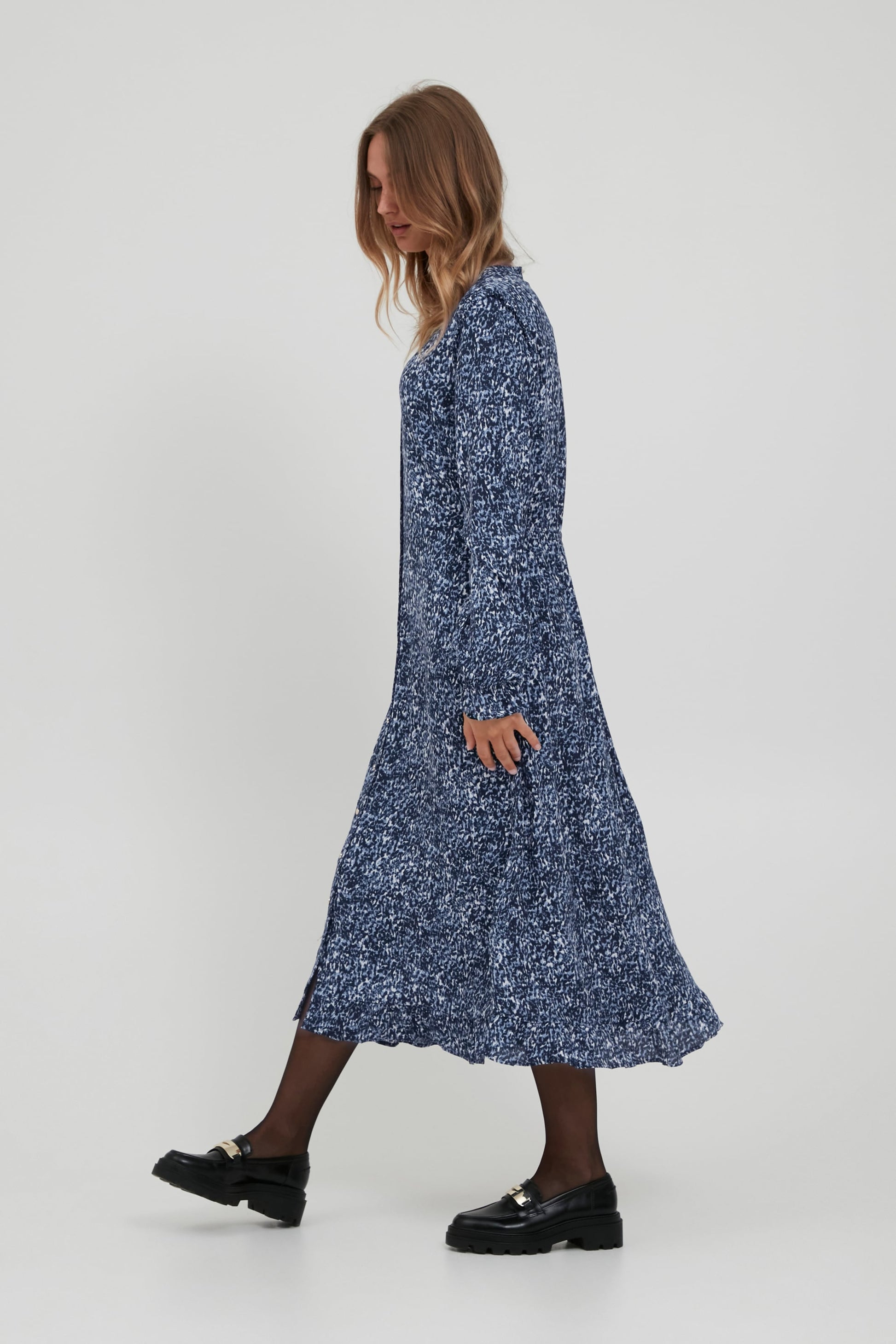 B.young Blousejurken Blousejurk BYFLOURI NATURE DRESS Dames Blauw