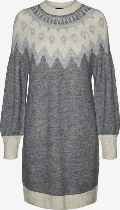 Vero Moda Curve Mini Jurken Jurk Dames Grijs / Donkergrijs
