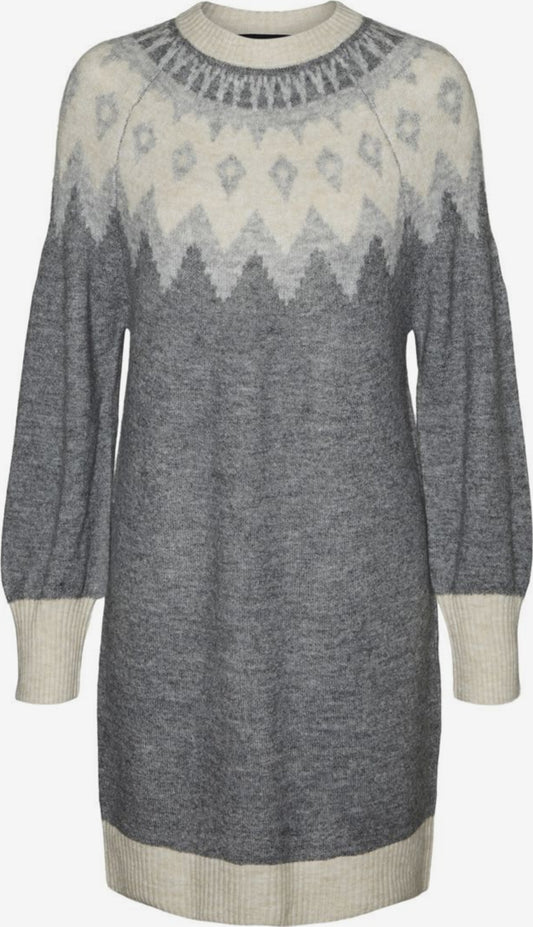 Vero Moda Curve Mini Jurken Jurk Dames Grijs / Donkergrijs