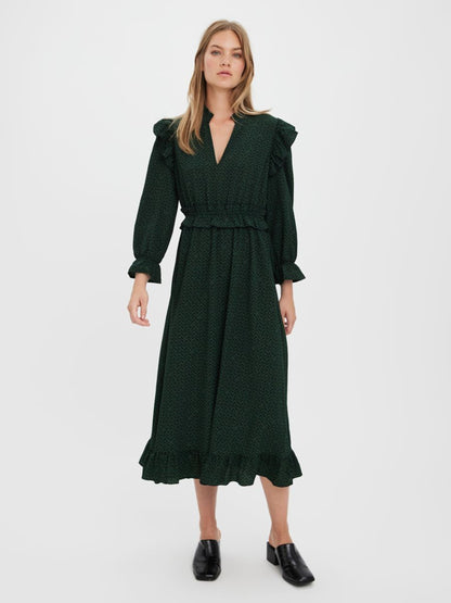 Vero Moda Midi Jurken Jurk Vienna Dames Groen