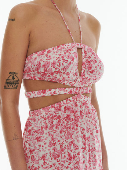  Maxi Jurken Jurk Mira Dames Pink / Rosa / Wit