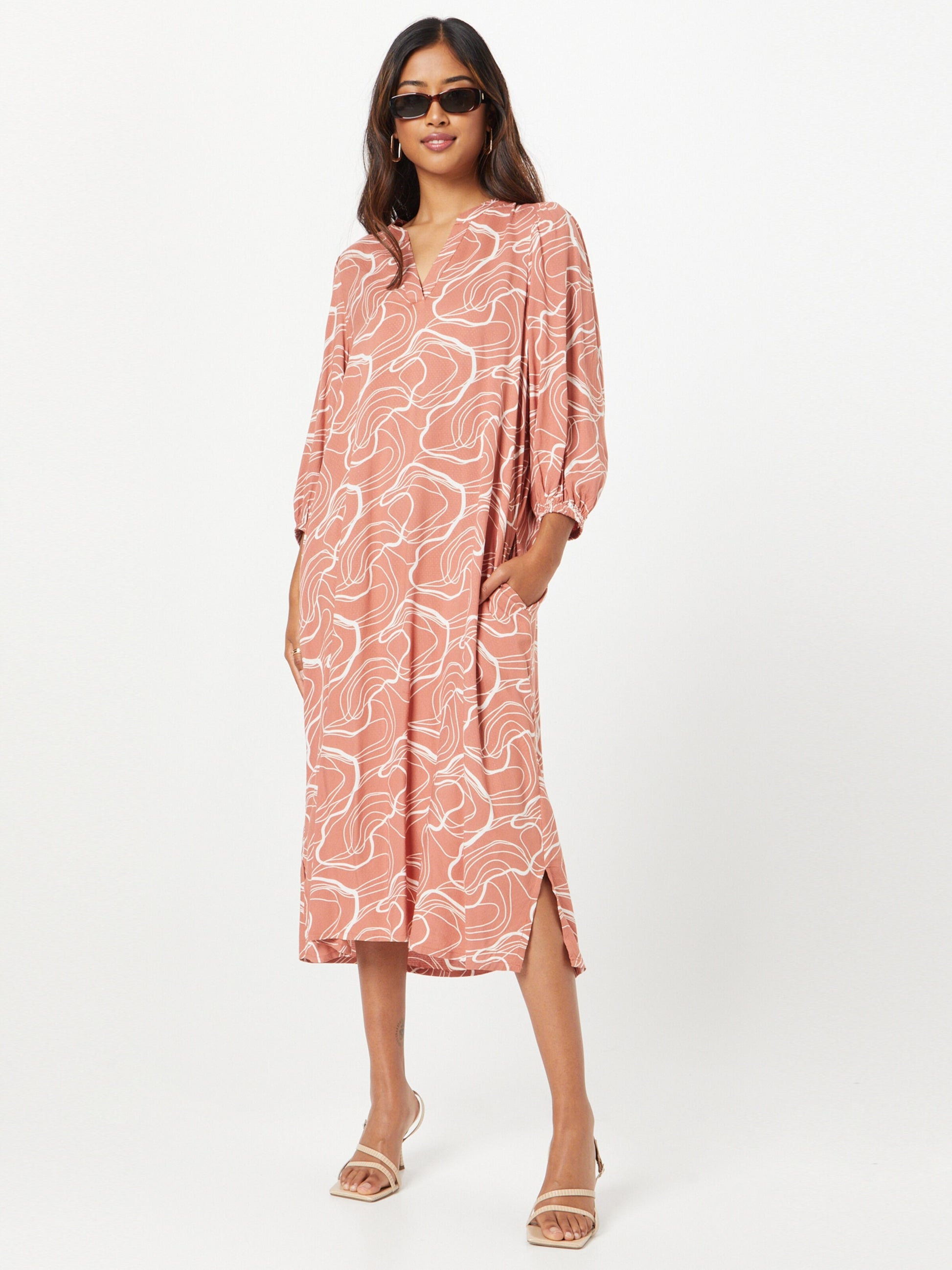 Kaffe Midi Jurken Jurk Cajsa Dames Pastelrood