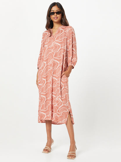 Kaffe Midi Jurken Jurk Cajsa Dames Pastelrood