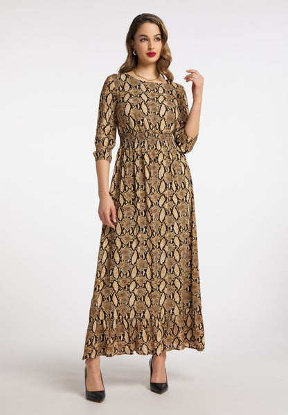 Faina Maxi Jurken Jurk Dames Bruin / Donkerbruin