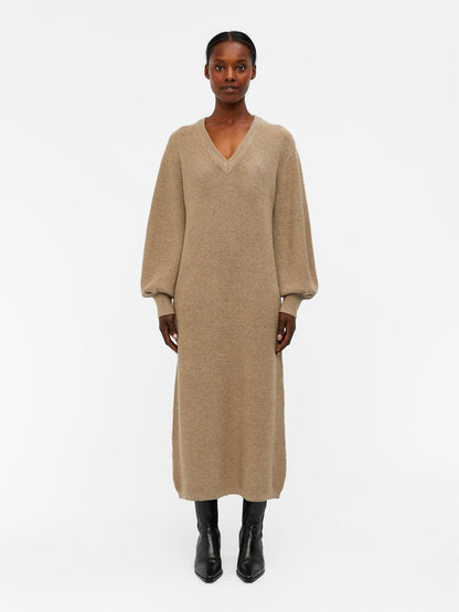 Object Midi Jurken Jurk Malena Dames Lichtbruin
