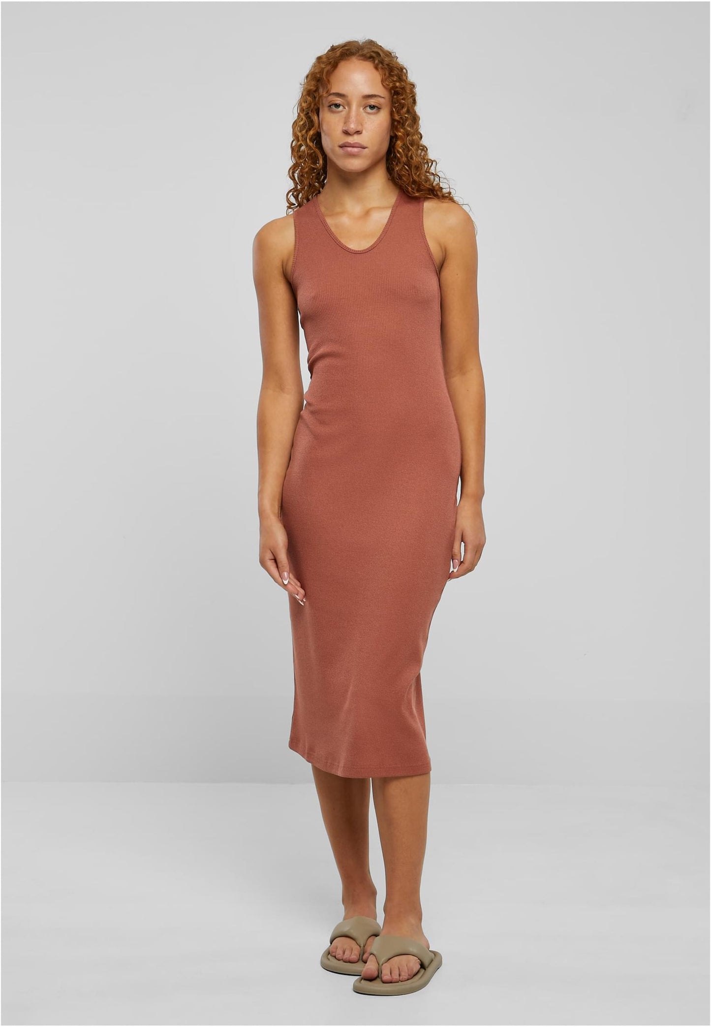 URBAN CLASSICS Midi Jurken Jurk Dames Roestrood