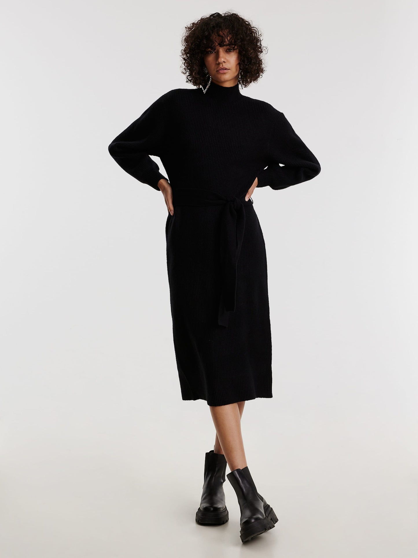 EDITED Midi Jurken Jurk Silvie Dames Zwart