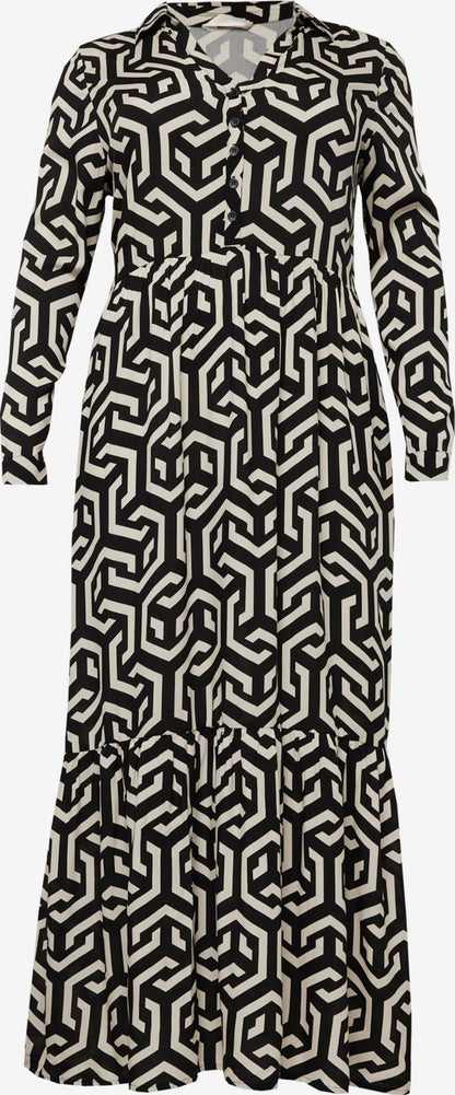  Maxi Jurken Jurk Heidi Dames Zwart / Wit