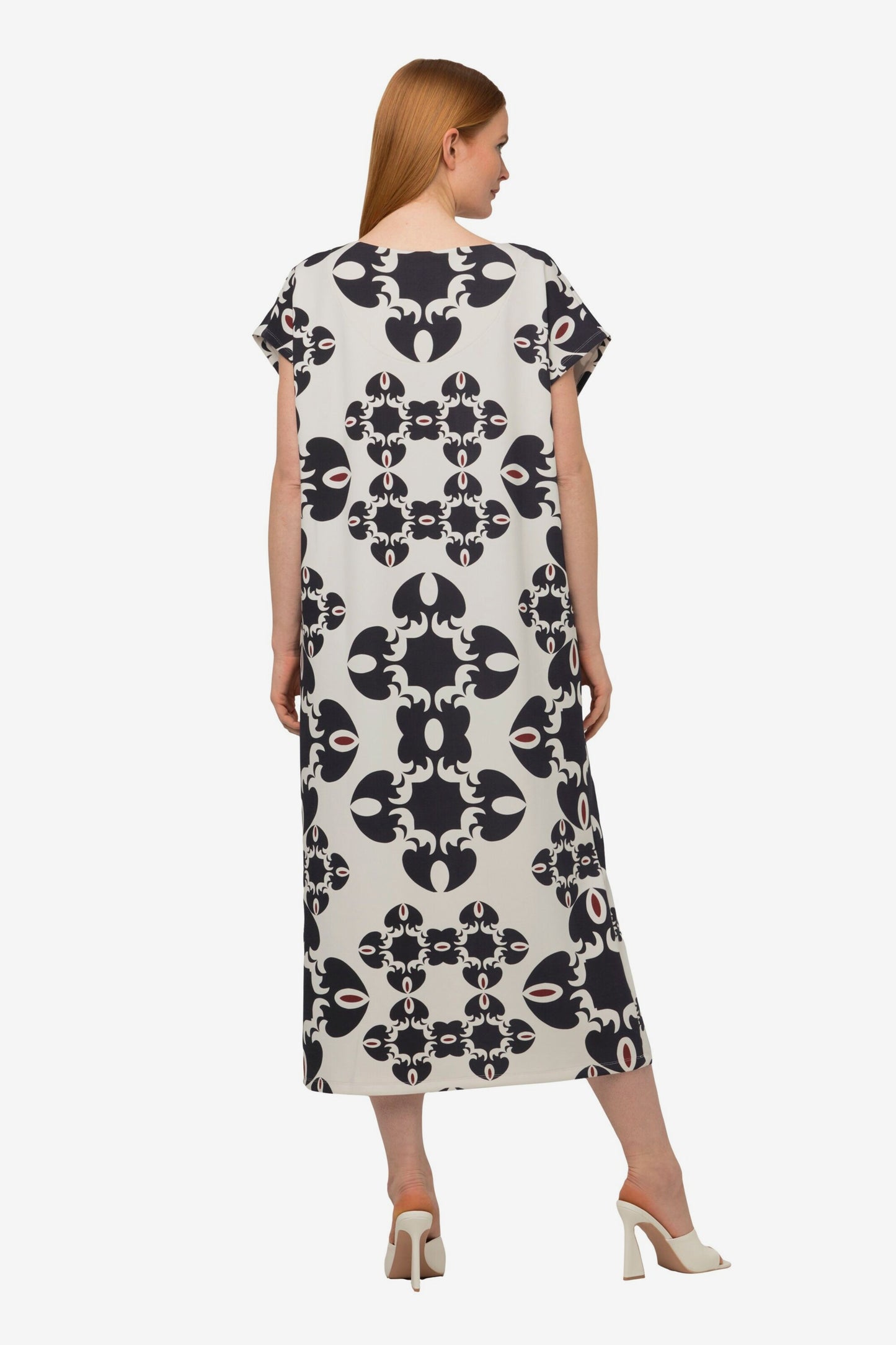Ulla Popken Maxi Jurken Jurk Dames Zwart / Offwhite