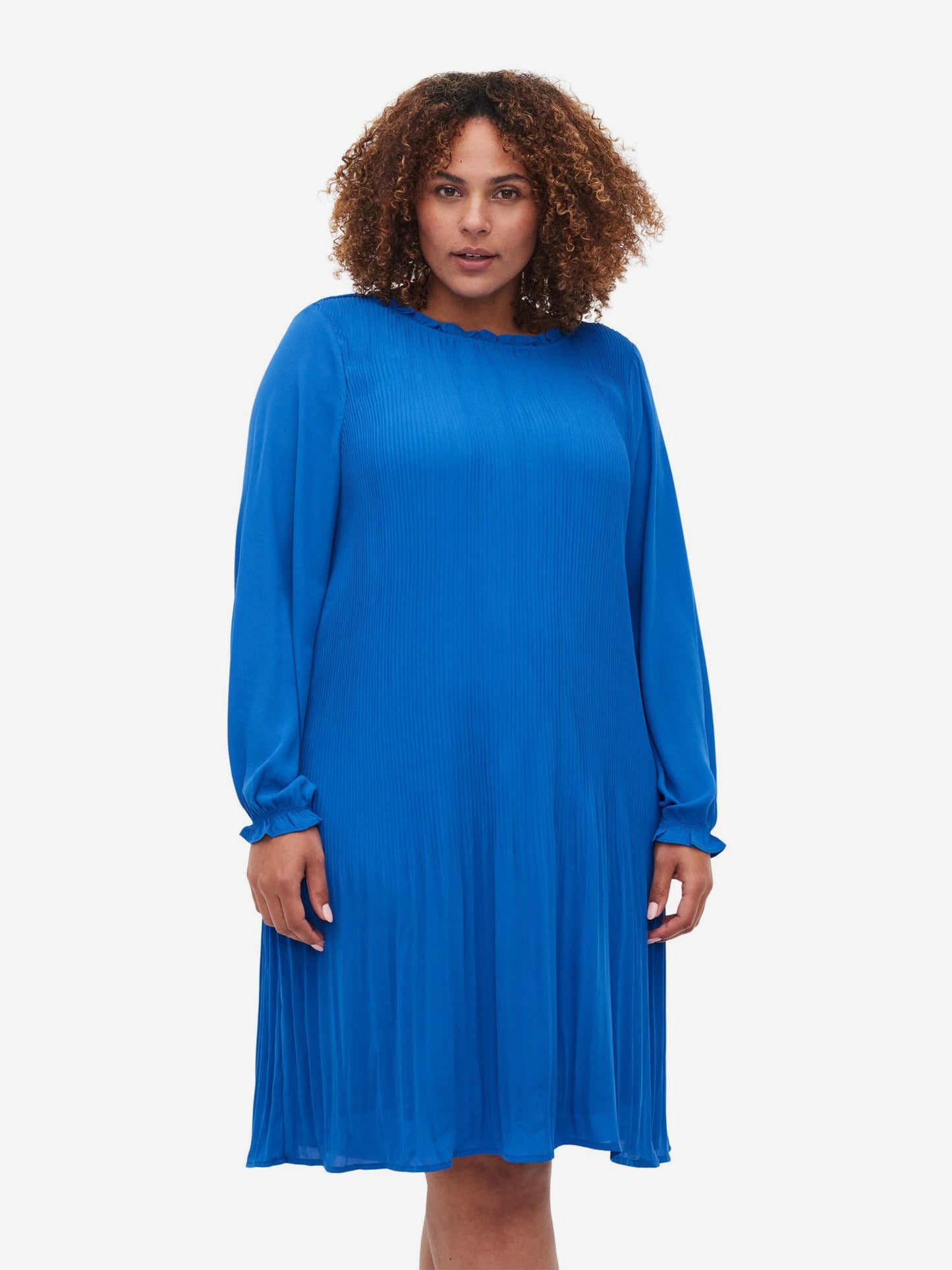 Zizzi Midi Jurken Jurk Delly Dames Blauw