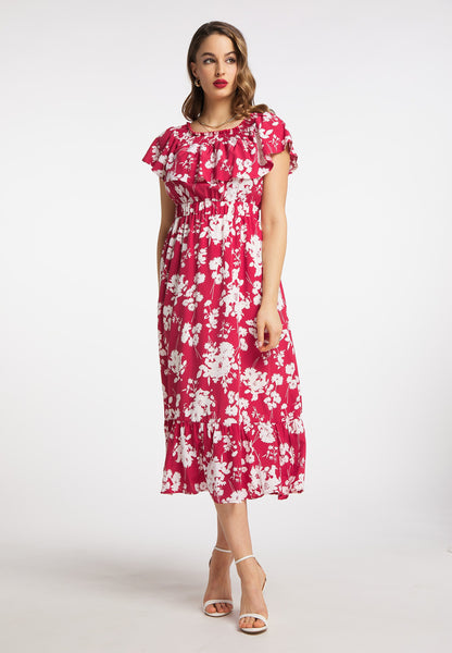 Faina Midi Jurken Jurk Dames Cranberry