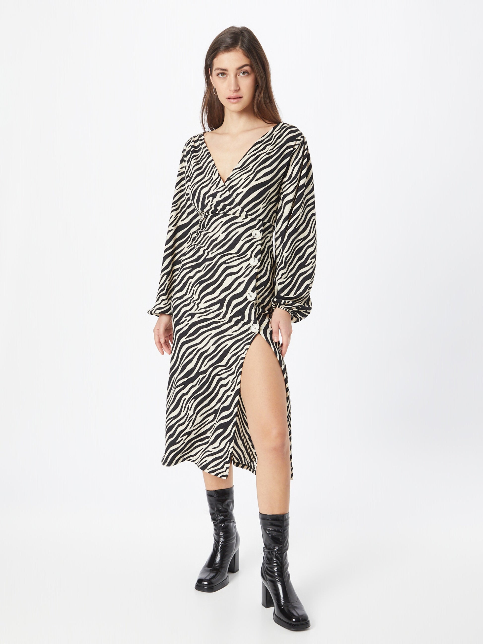 RIVER ISLAND Midi Jurken Jurk Dames Zwart / Wit