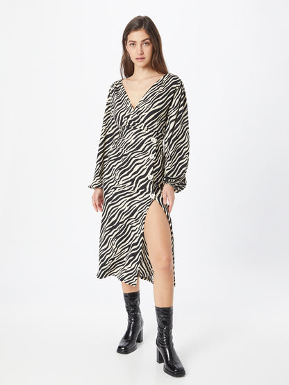 RIVER ISLAND Midi Jurken Jurk Dames Zwart / Wit