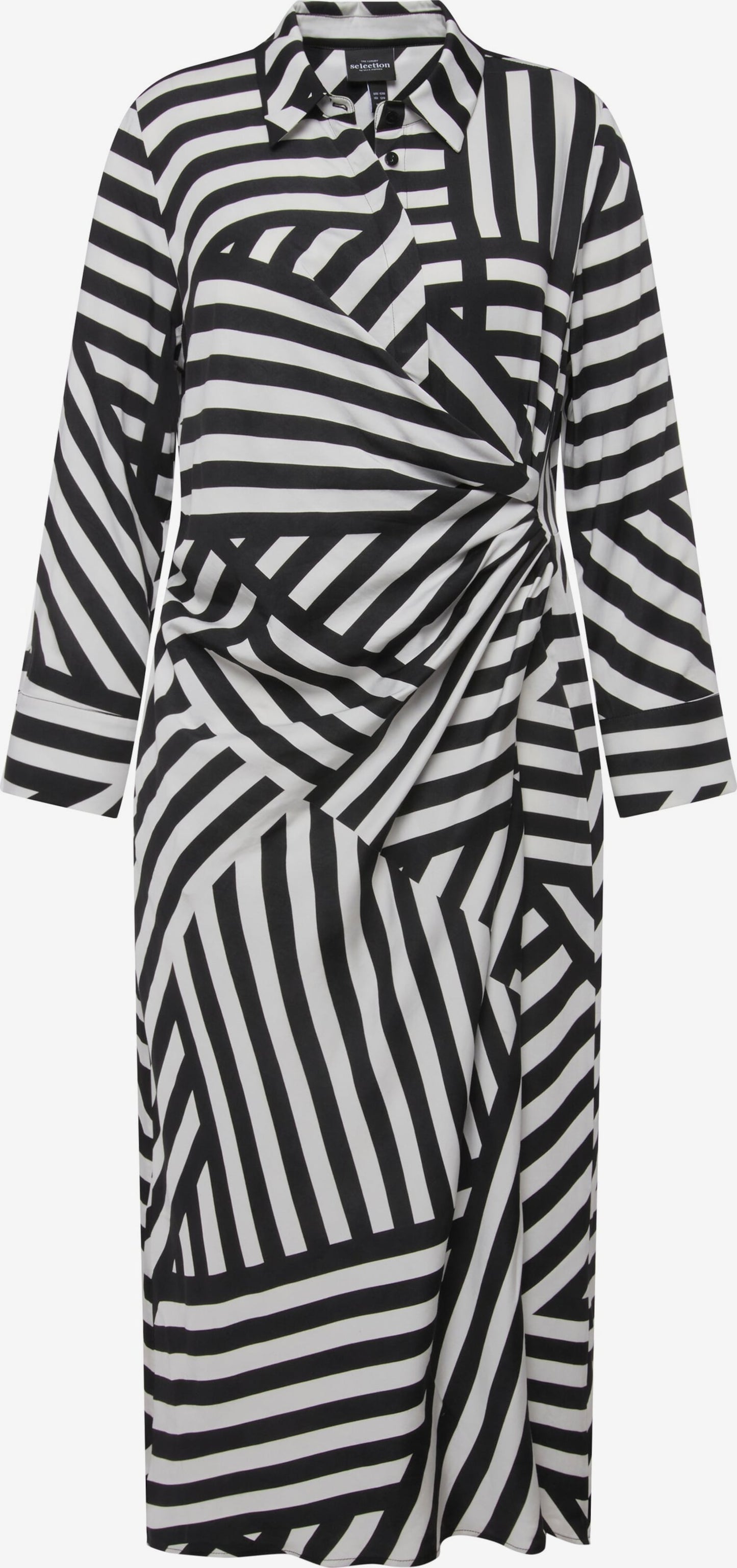 Ulla Popken Blousejurken Blousejurk Dames Zwart / Wit