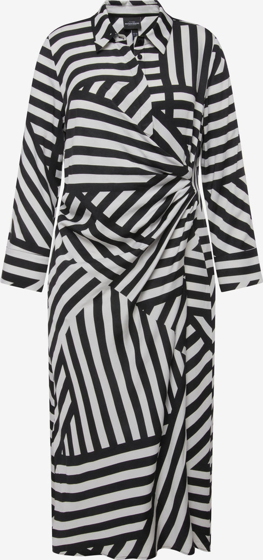 Ulla Popken Blousejurken Blousejurk Dames Zwart / Wit