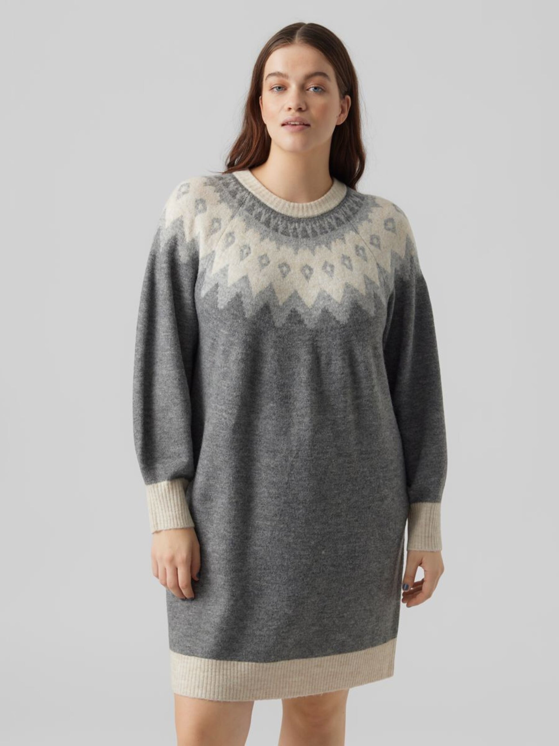 Vero Moda Curve Mini Jurken Jurk Dames Grijs / Donkergrijs