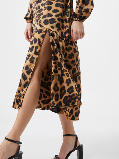 AX Paris Midi Jurken Jurk Dames Bruin / Lichtbruin
