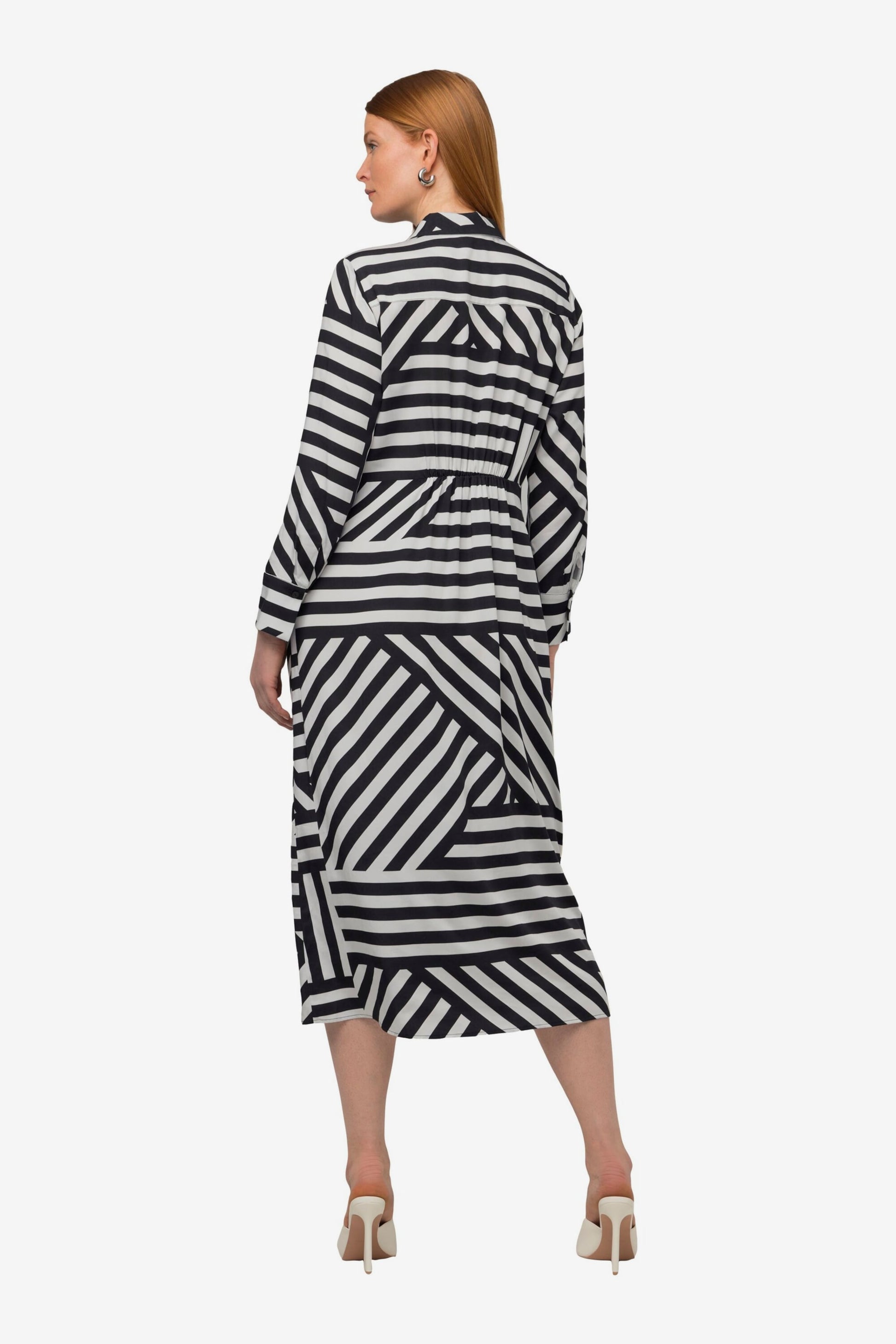 Ulla Popken Blousejurken Blousejurk Dames Zwart / Wit