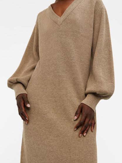 Object Midi Jurken Jurk Malena Dames Lichtbruin