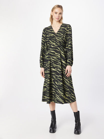 B.young Midi Jurken Jurk IBINE Dames Kaki / Lichtgroen / Donkergroen