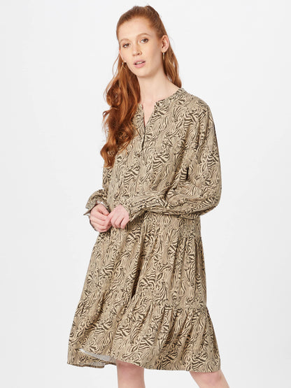 MOSS COPENHAGEN Blousejurken Blousejurk Petina Dames Lichtbruin / Donkerbruin