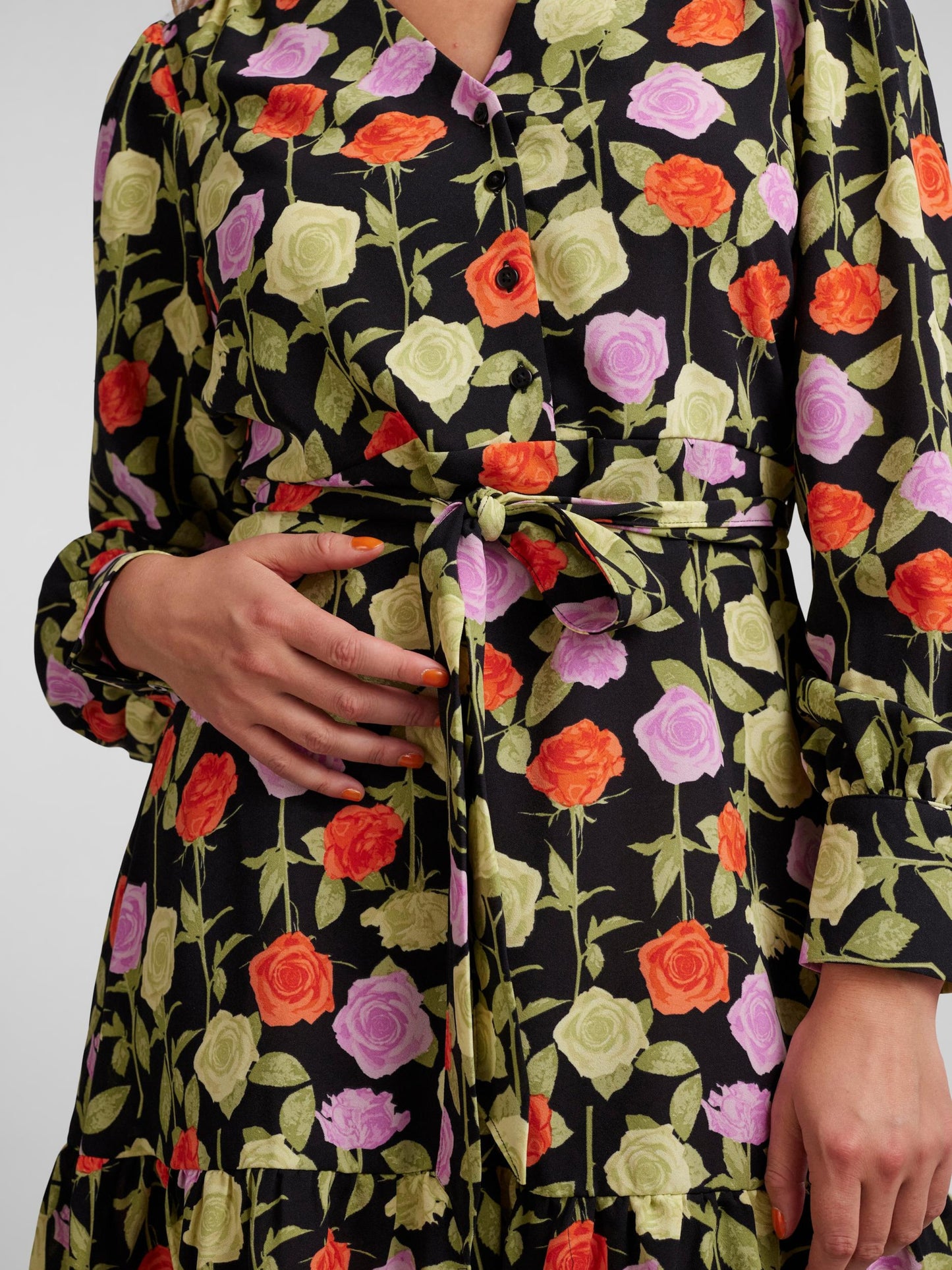 Pieces Blousejurken Blousejurk Blossom Dames Zwart