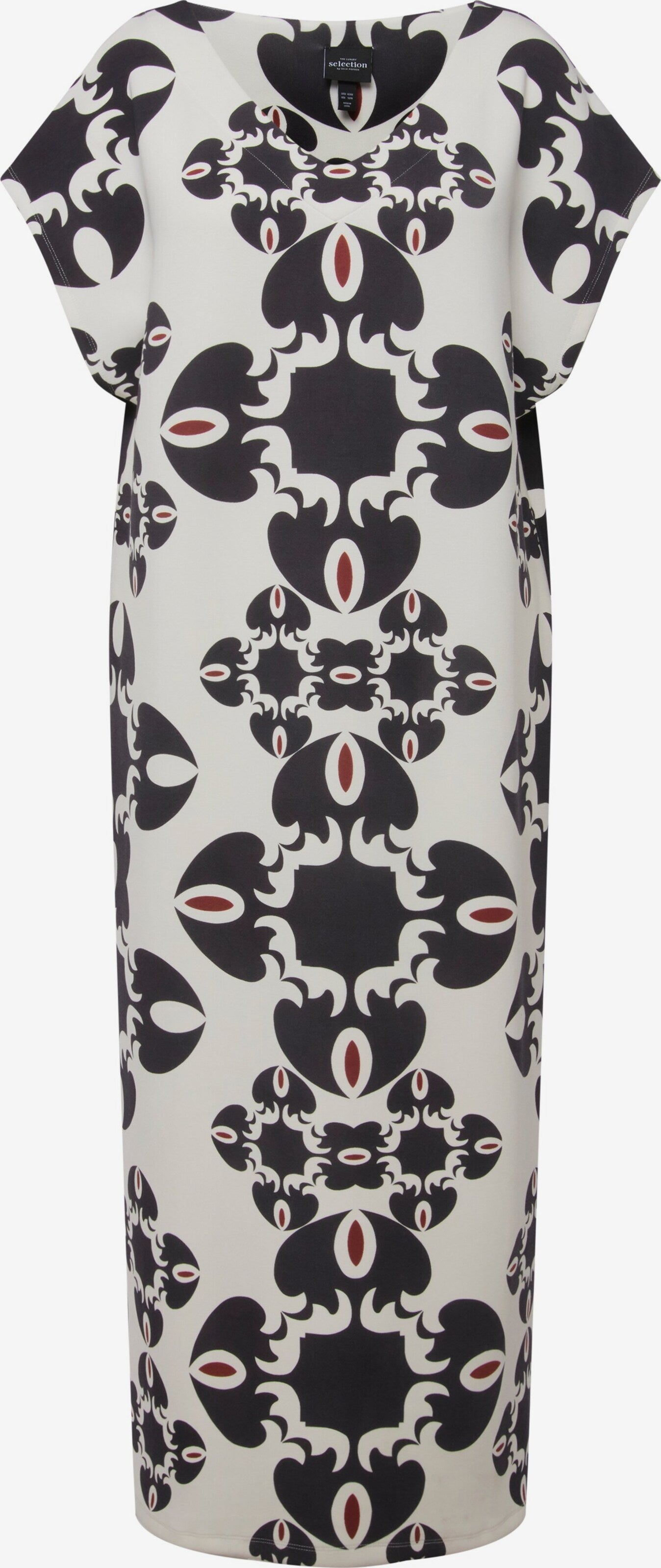 Ulla Popken Maxi Jurken Jurk Dames Zwart / Offwhite