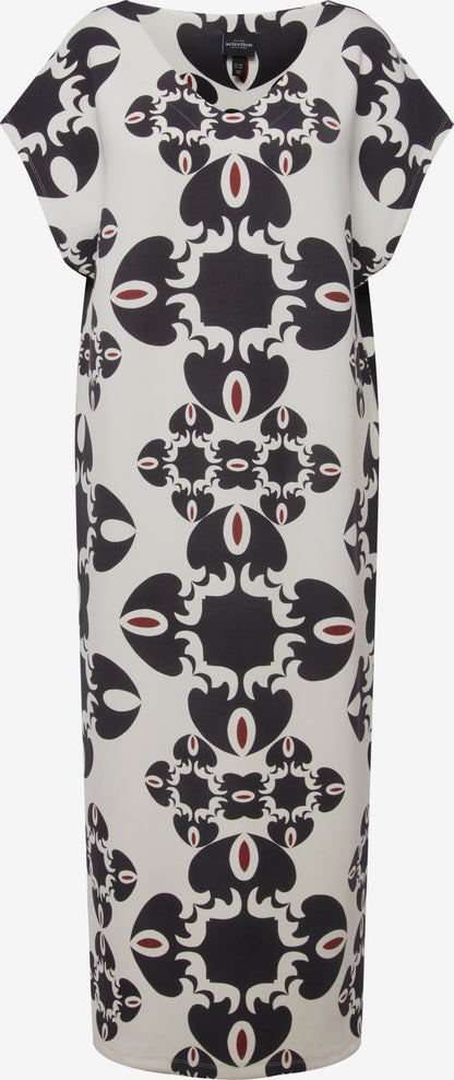 Ulla Popken Maxi Jurken Jurk Dames Zwart / Offwhite