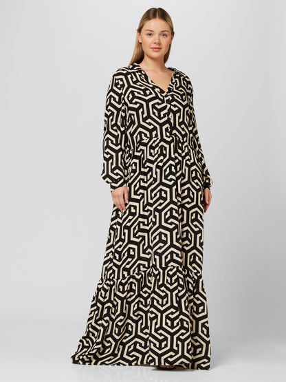  Maxi Jurken Jurk Heidi Dames Zwart / Wit