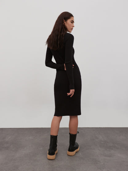 EDITED Midi Jurken Jurk Hada Dames Zwart