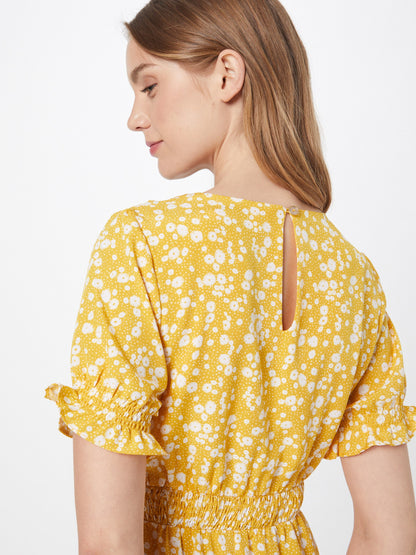 Louche Midi Jurken Jurk CORINA Dames Mosterd