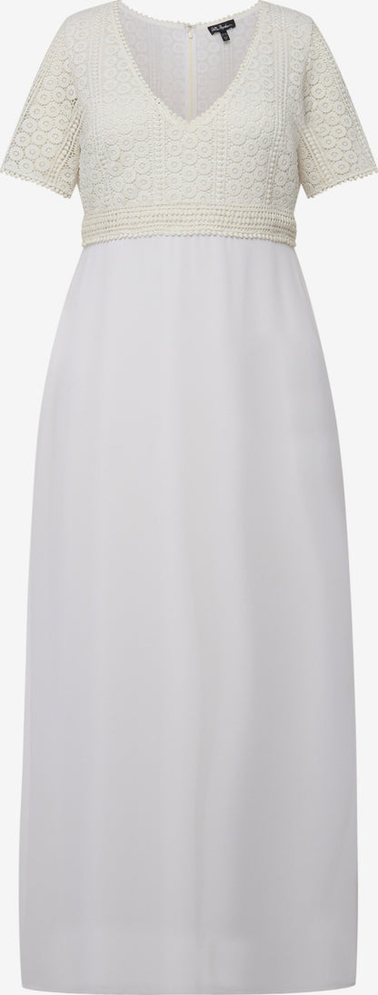 Ulla Popken Maxi Jurken Jurk Dames Offwhite / Eierschaal