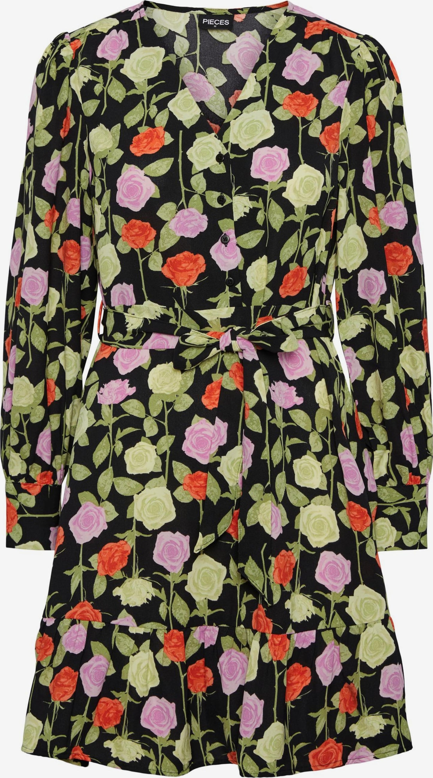 Pieces Blousejurken Blousejurk Blossom Dames Zwart