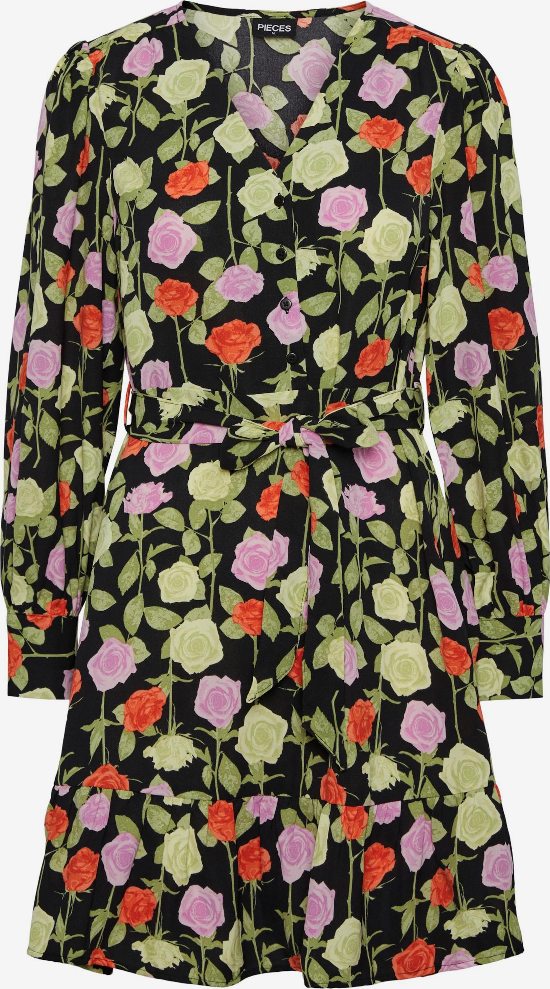 Pieces Blousejurken Blousejurk Blossom Dames Zwart
