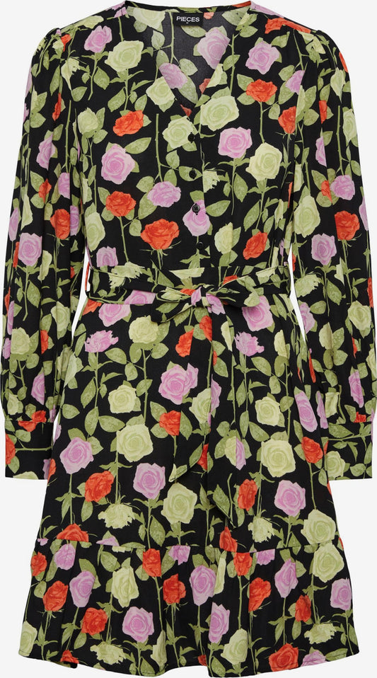 Pieces Blousejurken Blousejurk Blossom Dames Zwart