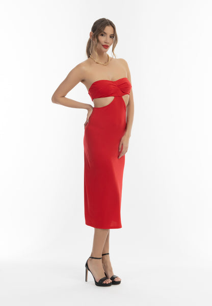 Faina Midi Jurken Jurk Dames Rood