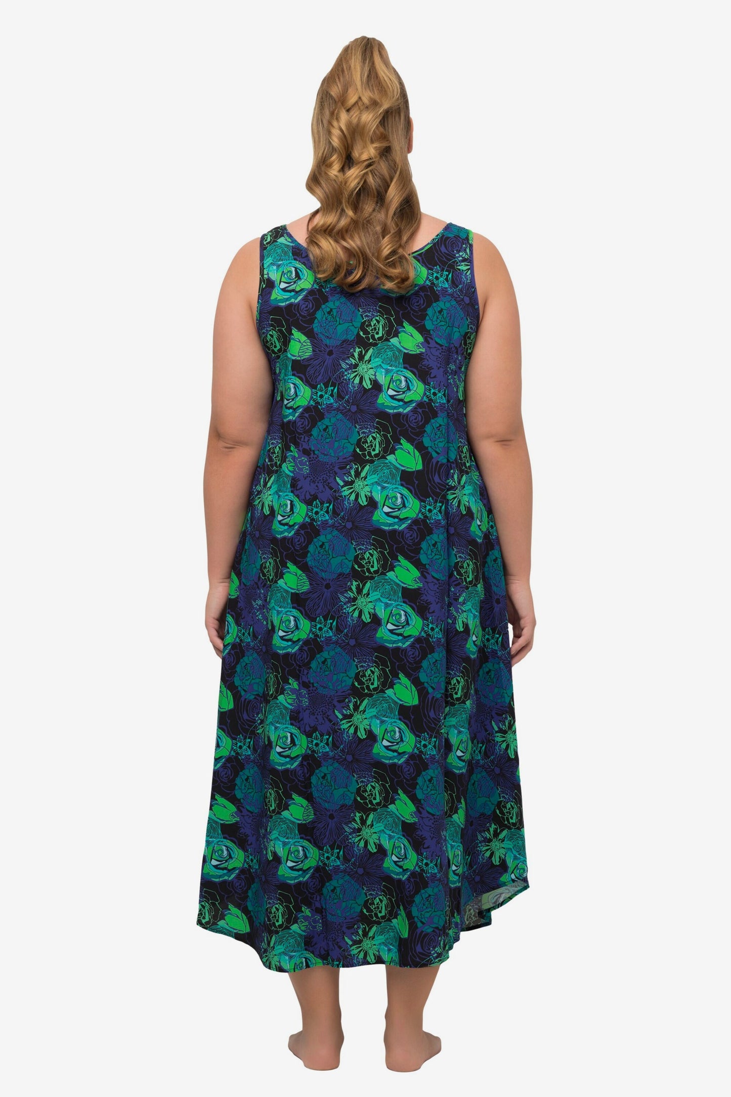 Ulla Popken Strandjurkjes Strandjurk Dames Blauw / Groen / Zwart