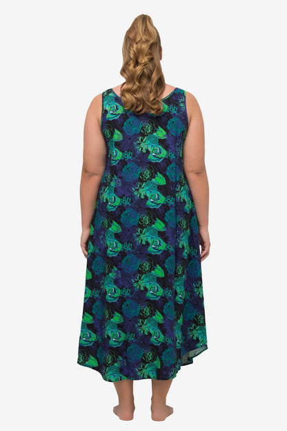 Ulla Popken Strandjurkjes Strandjurk Dames Blauw / Groen / Zwart