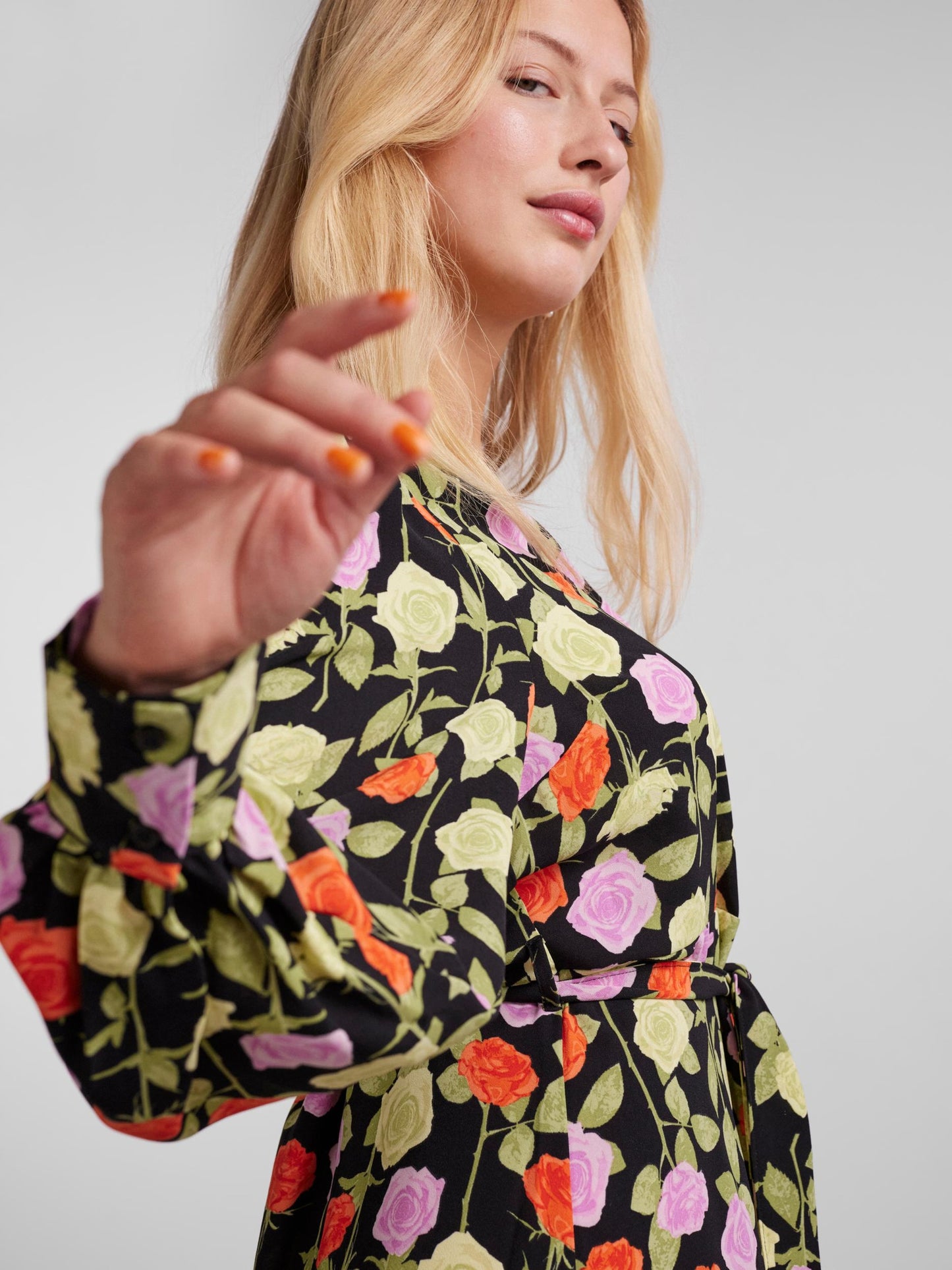 Pieces Blousejurken Blousejurk Blossom Dames Zwart