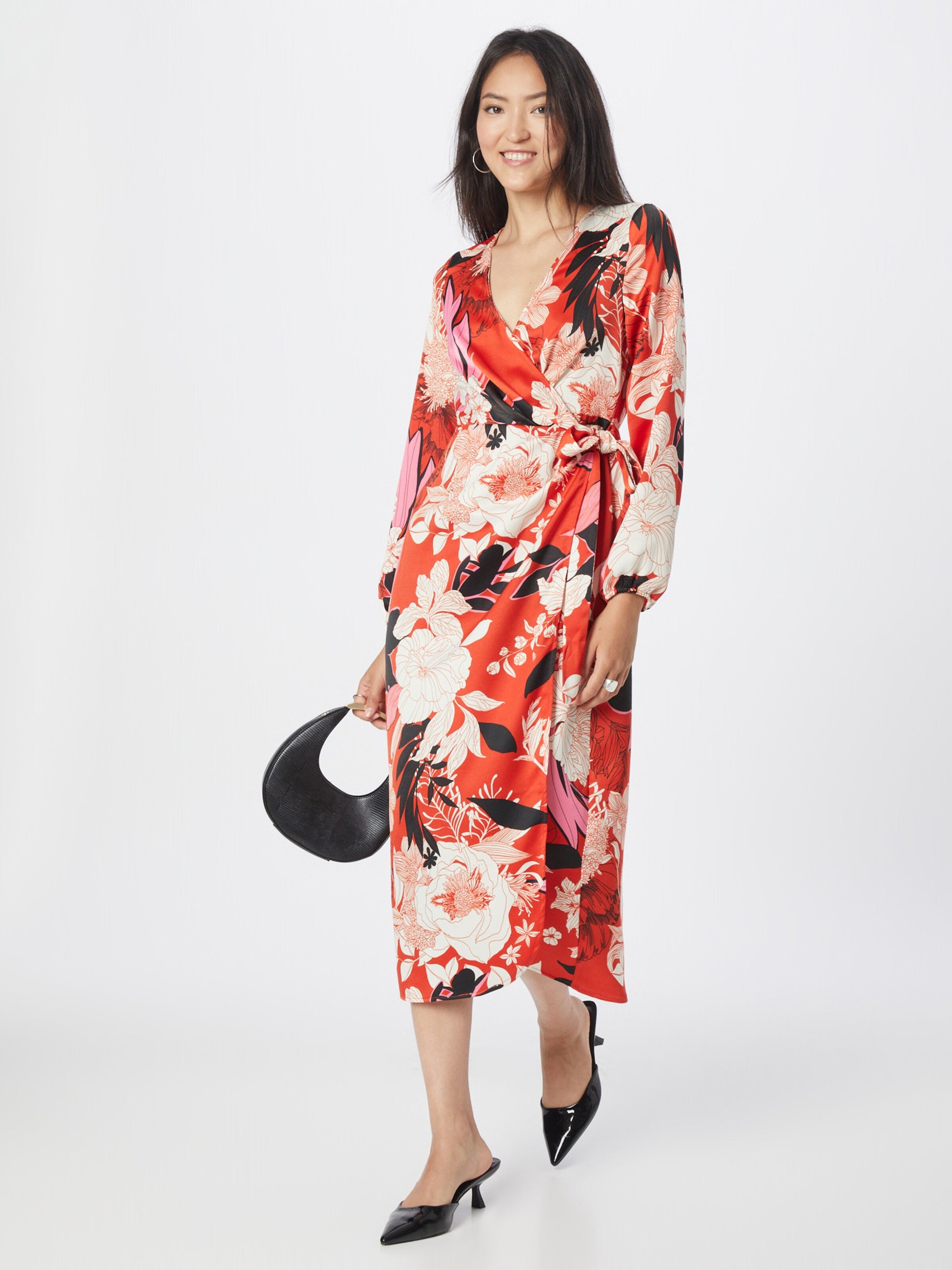RIVER ISLAND Midi Jurken Jurk FLORENCE Dames Oranjerood