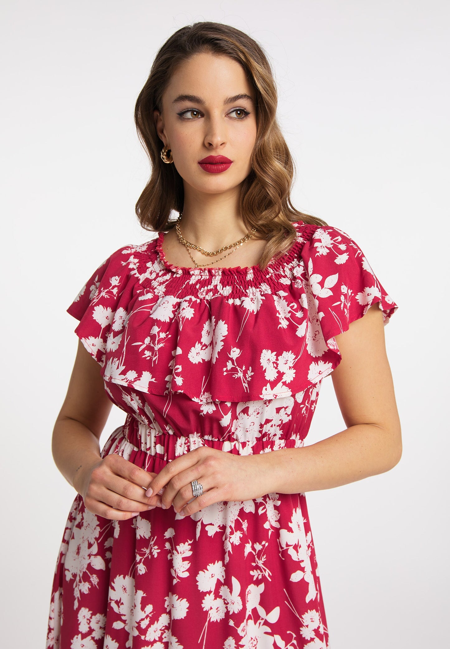 Faina Midi Jurken Jurk Dames Cranberry