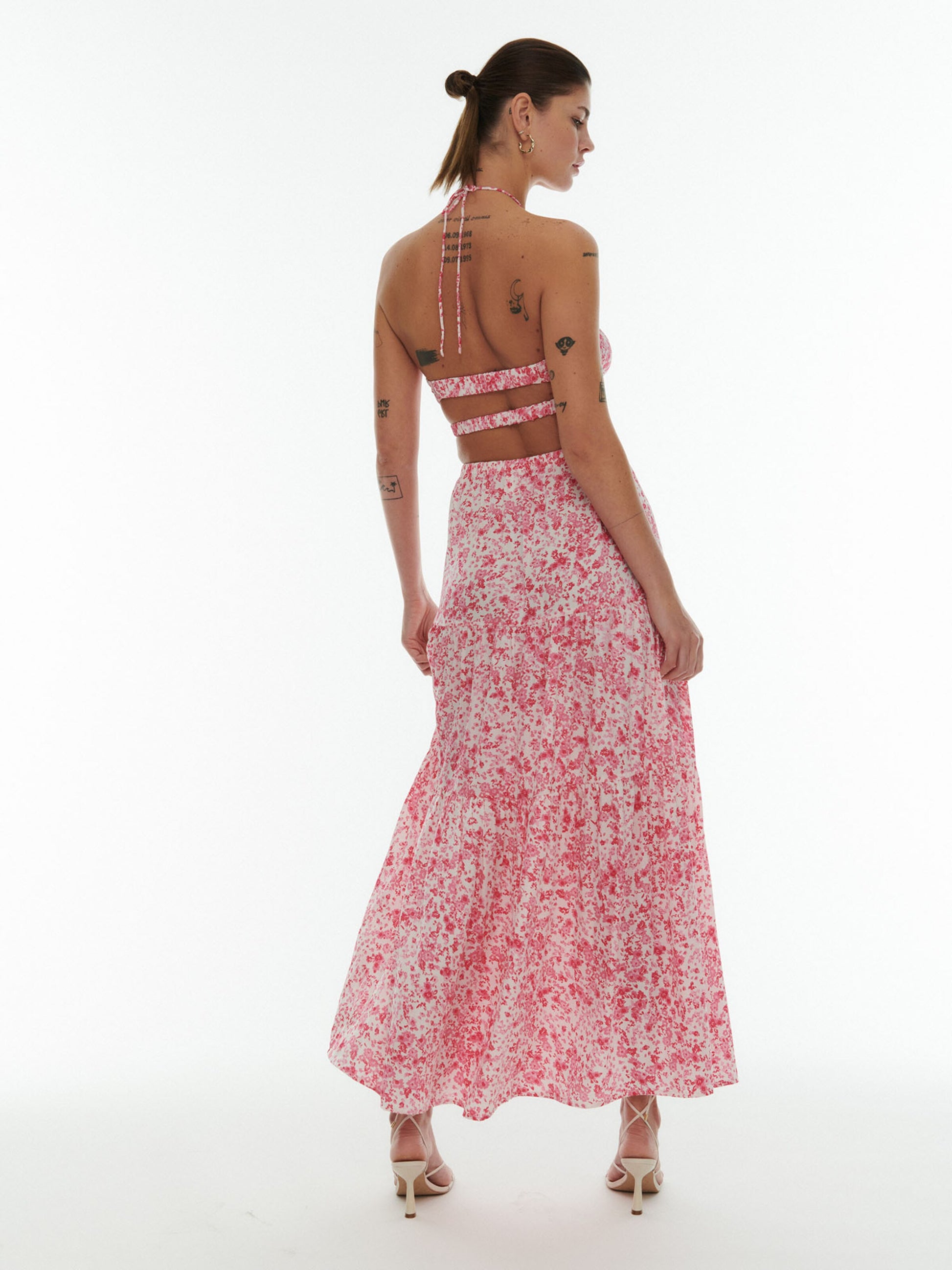  Maxi Jurken Jurk Mira Dames Pink / Rosa / Wit