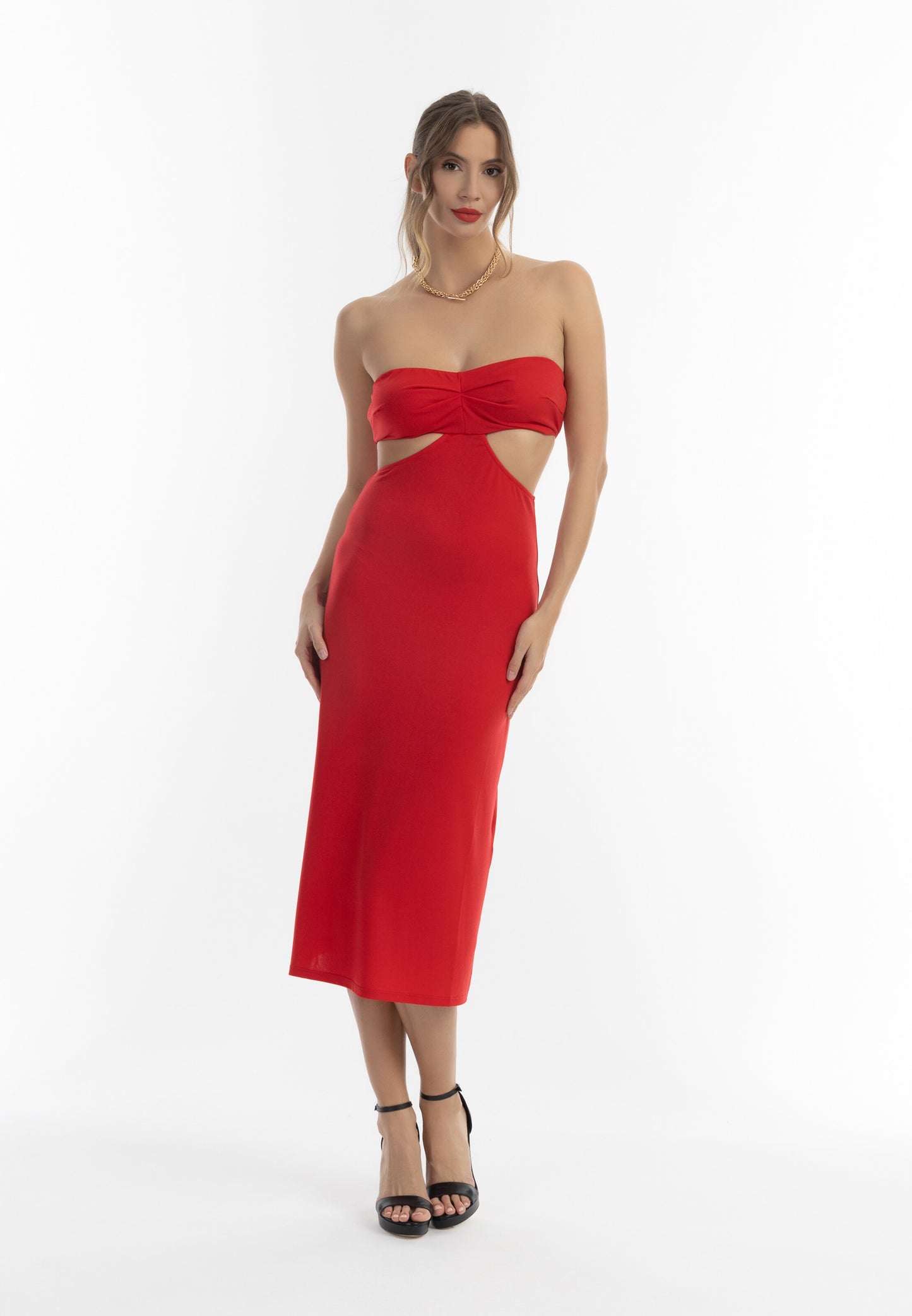 Faina Midi Jurken Jurk Dames Rood